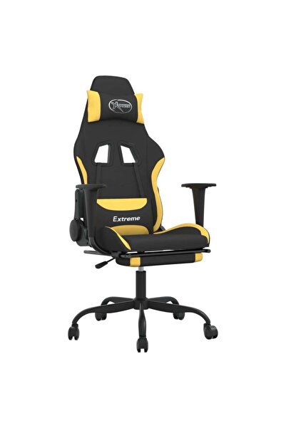 vidaxl Scaun de gaming cu suport picioare, negru și galben, textil