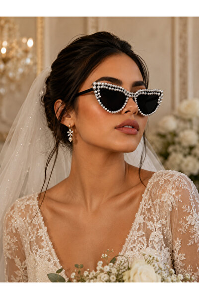 PARTİPORT Bride to Be Party Glasses with Pearls Black Bridal Glasses Wedding ...