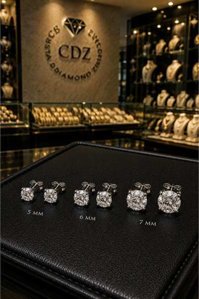 Crystal Diamond Zirconia Premium Kaliteli, 5-6-7 mm tektaş küpe