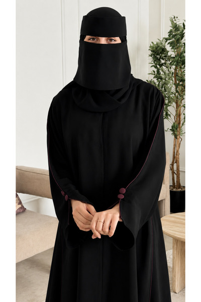 EKEA ABAYA عباية غزل – قماش صيفي ملكي طايح بقصة نصف كلوش وسحاب أمامي