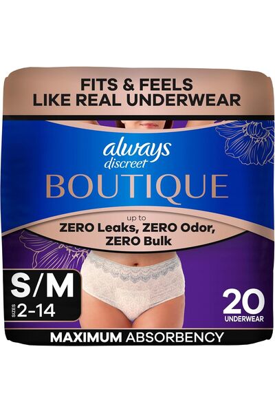 Always Discreet Boutique Incontinence and Postpartum Underwear for Women, Max...