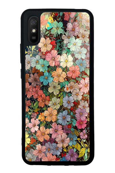 Spoyi Xiaomi Redmi 9A Floral Tapestry Tasarımlı Glossy Telefon Kılıfı