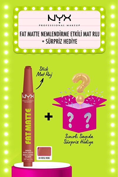 NYX Professional Makeup Fat Matte Nemlendirme Etkili Mat Ruj - 04 Rose Robe +...