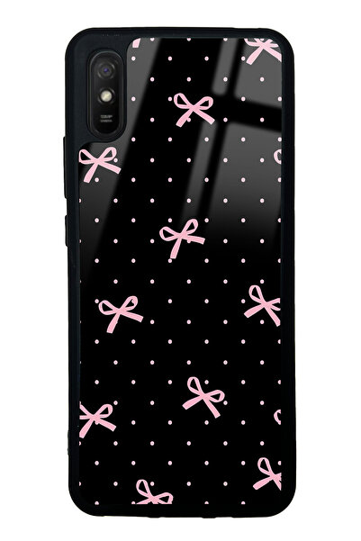 Spoyi Xiaomi Redmi 9A Pembe Kurdele Tasarımlı Glossy Telefon Kılıfı