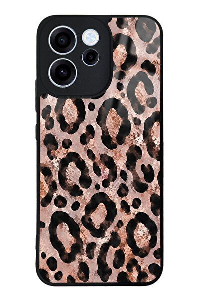 Spoyi Oppo Reno 15F Rose Gold Leopar Tasarımlı Glossy Telefon Kılıfı
