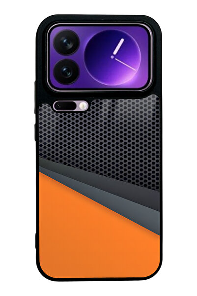 Spoyi Xiaomi 17 Pro Max Turuncu Çapraz Tasarımlı Glossy Telefon Kılıfı
