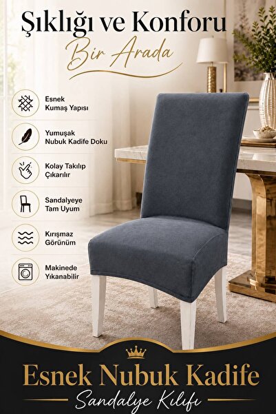 Loselya Nubuck Velvet Ultra Soft Flexible Chair Cover - High-Back Chair Compa...