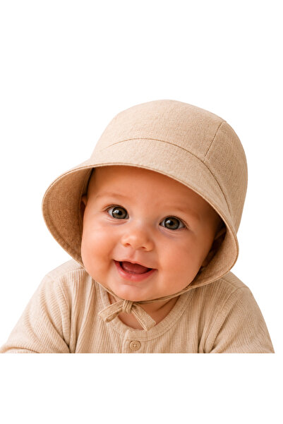 Kidizi Caciulita bebe tip boneta cu bor larg din in Calia natur 3-6 luni