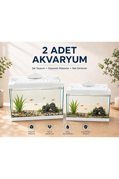 PKR Akvaryum mükemmel 2li set beyaz