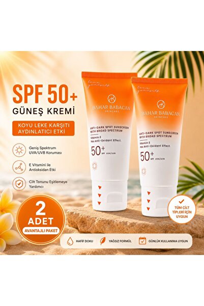 Bahar Babacan SPF 50+ Güneş Kremi 2 Adet Avantajlı Paket – Koyu Leke Karşıtı,...