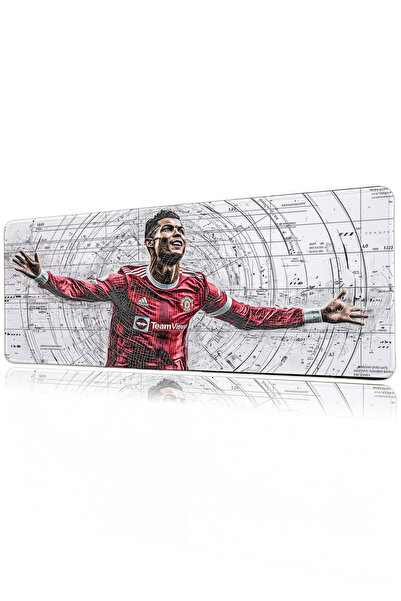 Halura Cristiano Ronaldo 40x90 Desenli Dijital Baskılı Oyuncu Mousepad XXL Ka...