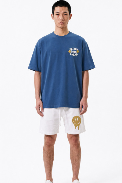 EFFRENATU Better Days Ahead Men's T-Shirt and Shorts Set - Blue White Yellow