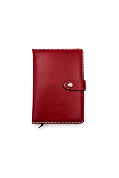 BRANDLESS Agendă notebook A5 roșie, copertă tip piele, cu sistem de închidere