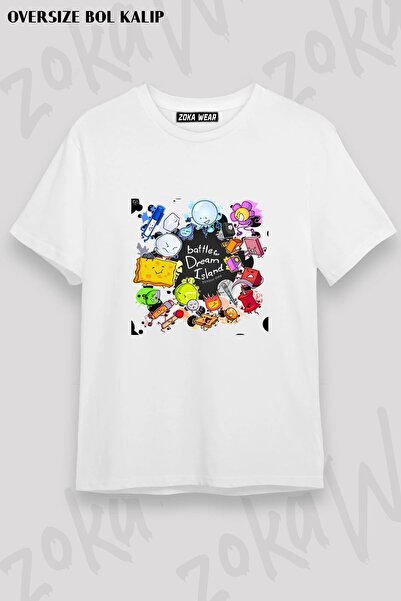 ZOKAWEAR تي شيرت مطبوع بتصميم فضفاض للجنسين BFDI v11