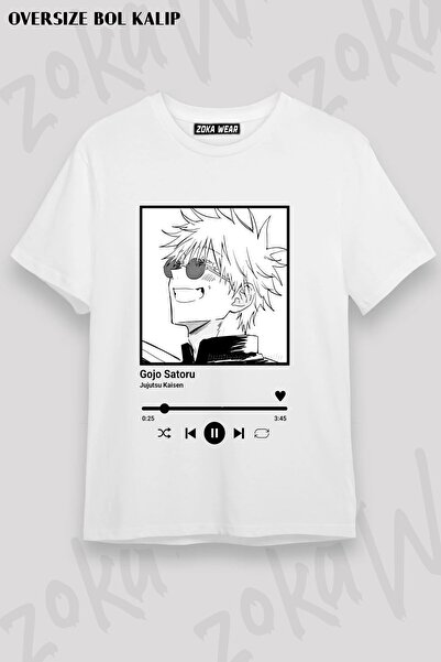 ZOKAWEAR Unisex Loose Fit Jujutsu Kaisen Gojo Satoru V7 Printed T-Shirt