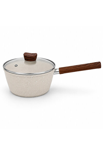 Synmore Cratiță antiaderentă cu coadă, Crem, înveliș granit, 18 cm,