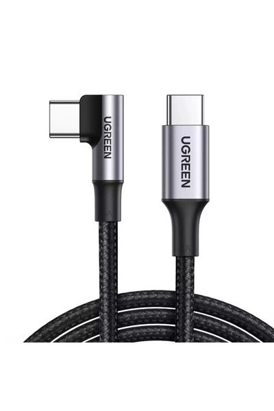 Ugreen Καλώδιο Γρήγορης Φόρτισης USB-C σε USB-C 100W PD, 5A, 2μ, Μαύρο, Γωνιακό