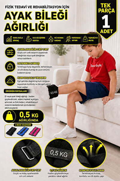 Spor Byfit 0.50 كجم (500 غرام) وزن معصم من الرمل للعلاج الطبيعي وإعادة التأهي...
