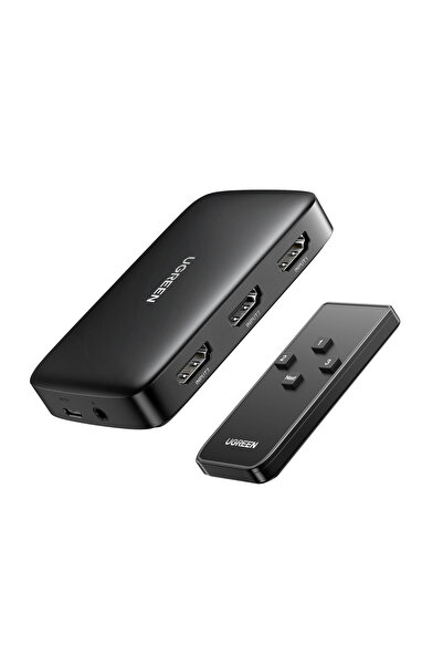 Ugreen 3-в-1 HDMI превключвател 4K 30Hz с IR дистанционно, черен