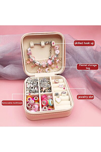 Beauenty Jewelry making by for girls, wax thread, alloy, and pink beads, for ...