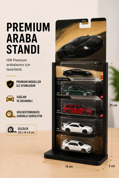3Devat HW & Diecast Premium Araba Standı 5li - Masaüstü Diecast Sergileme Kol...