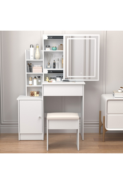 Topone1Topone1 Small Vanity Desk with Mirror and Lights, White Makeup Vanity ...