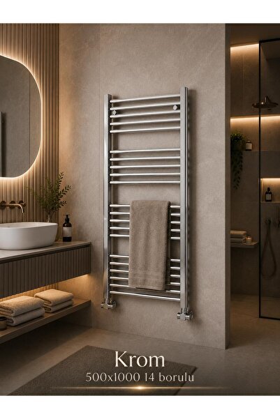 DG THERM Krom Havlupan 500x1000 mm 14 Borulu Krom Renk Banyo Havlupanı