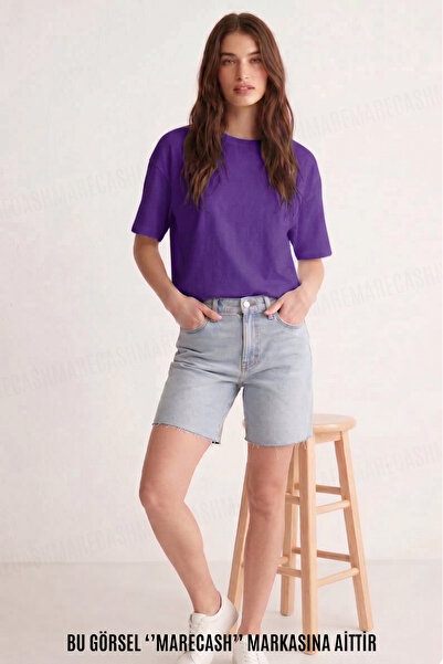 MARECASH Oversize pentru femei, uni, fără imprimeu tricou cu mânecă scurtă, d...