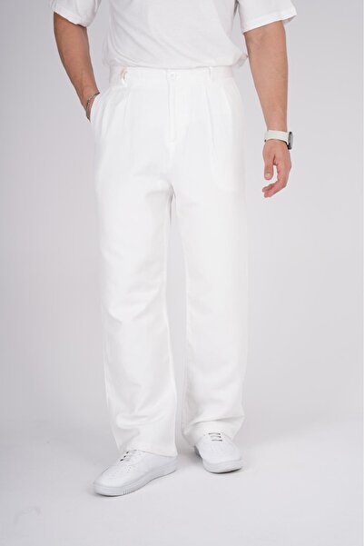 BY İMPALA MODA Men's Muslin Linen Fabric Loose Fit Baggy Trousers with Waist ...