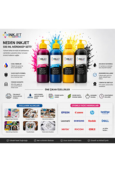 INKTEC Hp Smart Tank 410-412-585-580-516-615 Muadil Mürekkep Dolum Seti 4x1000 ml. 50.000 sf