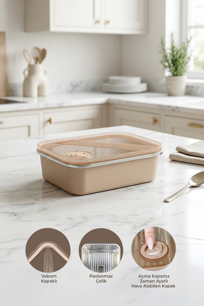 Kitchen Life Δοχείο αποθήκευσης κενού από ανοξείδωτο ατσάλι, δοχείο φούρνου κ...