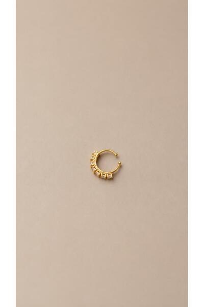 Hd Marketim 925 Ayar Gümüş Kadın Septum Burun Piercing Küpe Gold Renk Zirkon ...