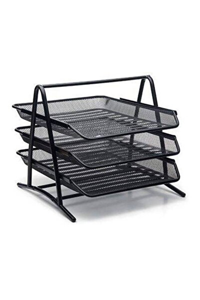 OEMS 3-Piece Perforated Metal Document Rack Black