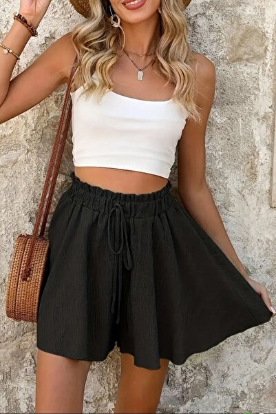 Yavili Wide Leg High Waist Shorts with Waist Tie