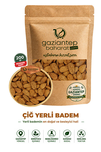 Gaziantep Baharat Yerli Çiğ Badem 200 gr