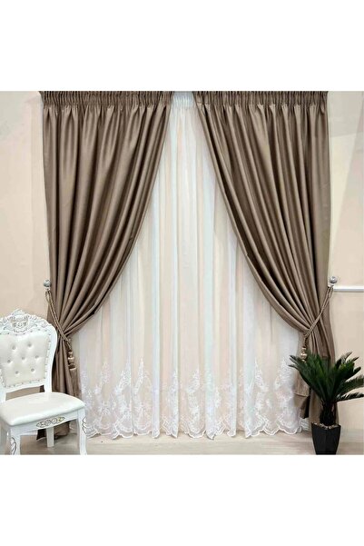 ArasyaHome Draperie de Textura Groasa 90% Blackout Maro Deschıs