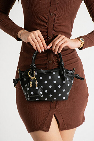 cocy-col Hosea Model Charm Gift Black Polka Dot Women's Hand and Shoulder Bag