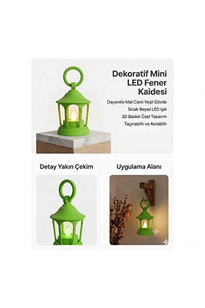 Aksefuar Lazer Dekoratif Fener Mini Kaide – Led Mumlu Modern Masaüstü Aydınla...