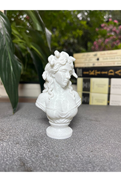 KALIPDIŞI 3D Dekoratif Medusa Büstü - Mitolojik Yılan Saçlı Medusa Heykeli - ...