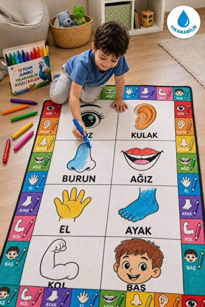 Genel Markalar Eğitici Yıkanabilir Tekrar Boyanabilir Çocuk Odası Oyun Matı B...