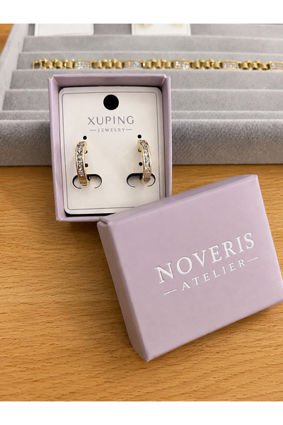 XUPING JEWELRY Noveris Atelier Zirkon Taşlı Gold Halka Küpe