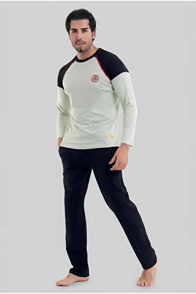 CottonVia طقم بيجامة رجالي، أكمام طويلة، 100% قطن، قماش قطن ممشط موسمي 30/1، ...