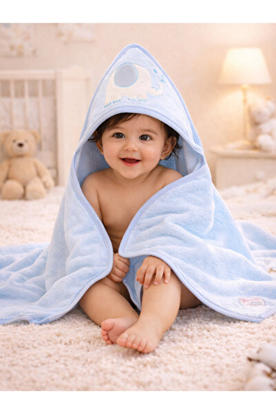Mother's Choice By Styli Baby Cotton Hooded Towel, Elephant Print, 75 Ã— 75 c...