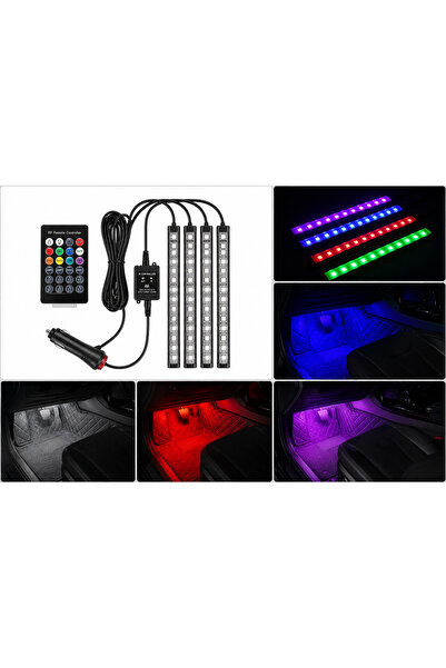 İthal Araç İçi Ayak Altı RGB LED Aydınlatma Sese Duyarlı Uzaktan Kumandalı 12...