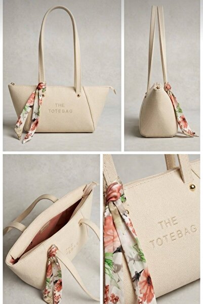 BAGINS Collection Bagins Tote Bag Fular Detaylı Günlük Kullanım Omuz & El Çan...