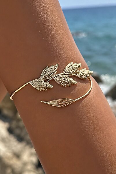 Vitastyle Gold Color Mi̇lena Leaf Pattern Pazu/Shoulder Bracelet Arm Accessory