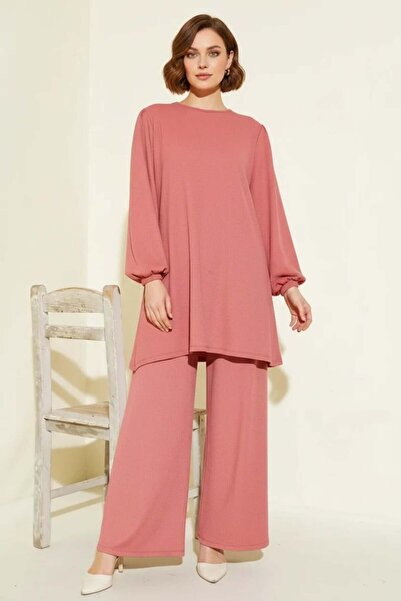 ALFA AKSESUAR 03 Women's Balloon Sleeve Dusty Rose Set