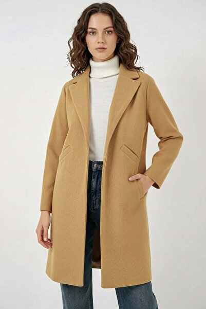 ALFA AKSESUAR 03 Women's Classic Collar Cotton Mustard Coat