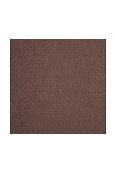 Cacharel Light Brown 90X90 Silk Cotton Jacquard Scarf with Logo B.