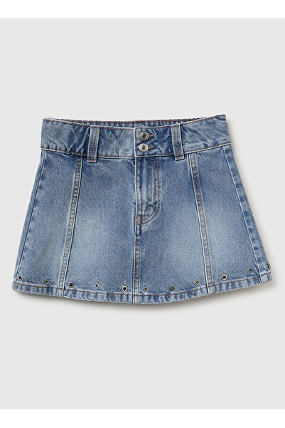 United Colors of Benetton Mavi Kız Çocuk Denim Etek 4R76C002O